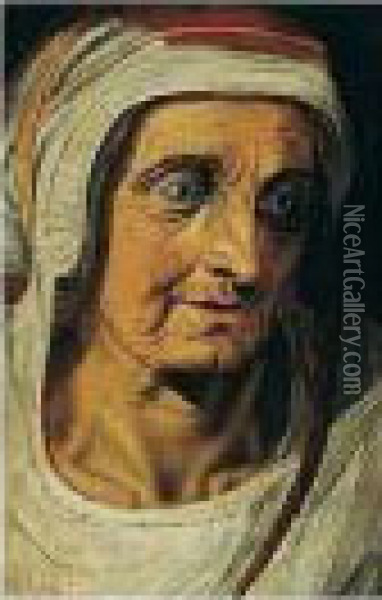 The Head Of An Elderly Woman Oil Painting - Frans I Vriendt (Frans Floris)