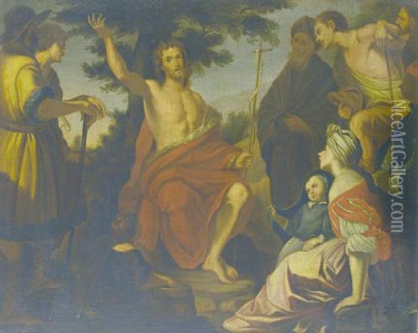 Saint John Preaching Oil Painting - Pier Francesco Mola