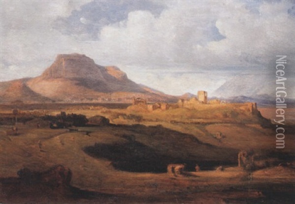 Landschaft An Der Festungsruine Des Akrokorinth Oil Painting - Ludwig Lange