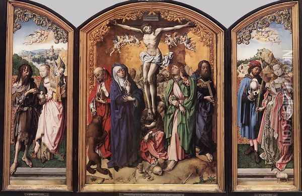 Crucifixion Altarpiece Oil Painting - Unknown Painter