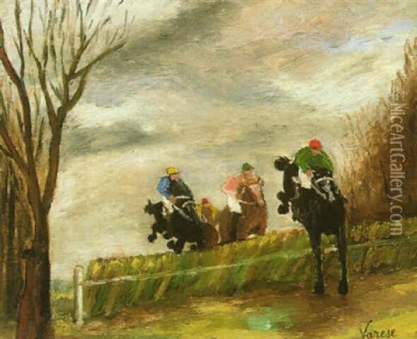 Horse Race Oil Painting - Gabriele Pietro Caribaldi Maria Varese