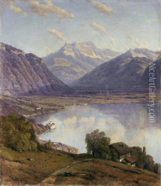 View Of Glyon Oil Painting - Alfred Chavannes