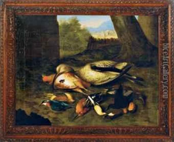 The Hunted Birds On A Forest Floor Oil Painting - Pieter Andreas Rysbrack