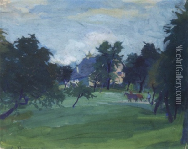 Landschaft Mit Haus Oil Painting - Karl Stirner