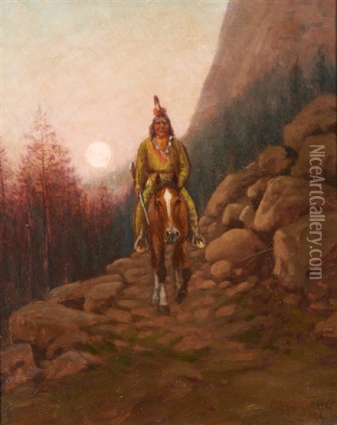 Indian On Horseback Oil Painting - Charles Craig