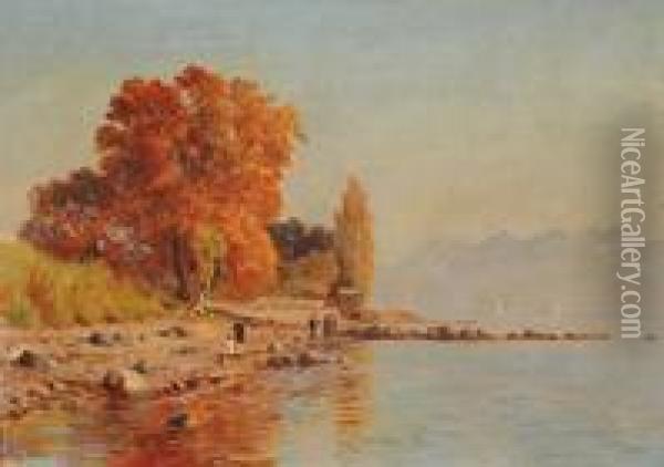 Landschaft Am Genfersee Oil Painting - Johann Joseph Geisser