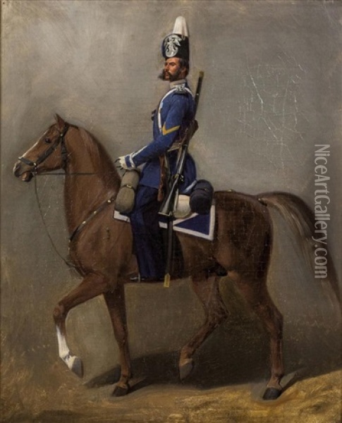 Cosaque Du Regiment De La Garde Atamanski Oil Painting - Adolf Jebens