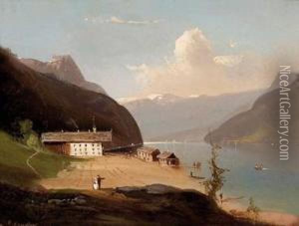 Achensee In Tirol Oil Painting - F. Zender
