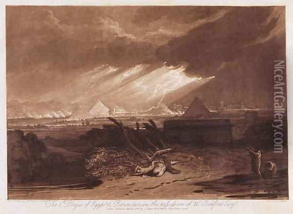 The Fifth Plaque of Egypt, engraved by Charles Turner 1773-1857 1808 Oil Painting - Joseph Mallord William Turner