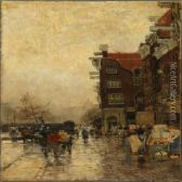 Street Life Inamsterdam Oil Painting - Hans Herrmann