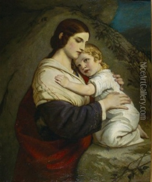 Madonna Und Kind Oil Painting - Gabriel von Max