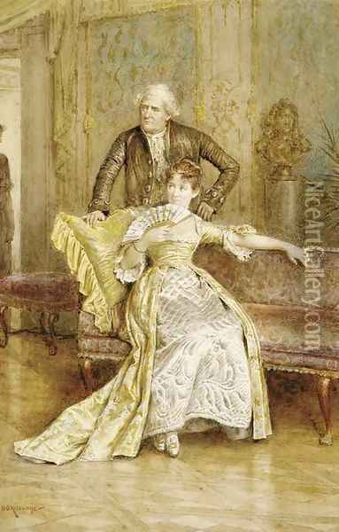 A gentleman and a lady in a drawing room Oil Painting - George Goodwin Kilburne