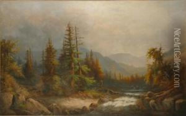 Breaking Light In The Mountains Oil Painting - William Frefichs