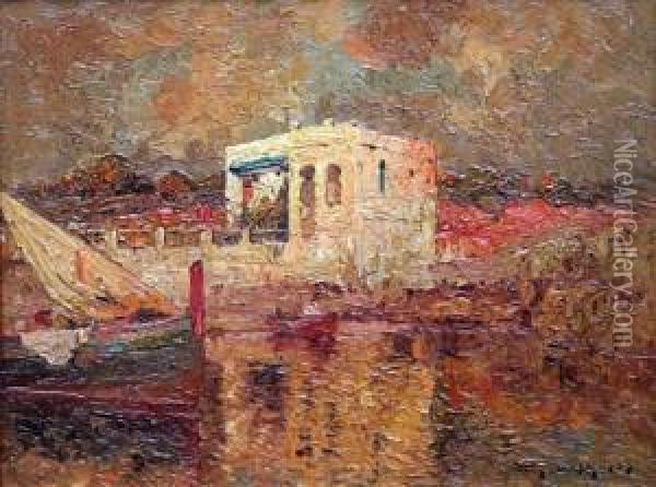 Port Mediterraneen Oil Painting - Eugene Deshayes