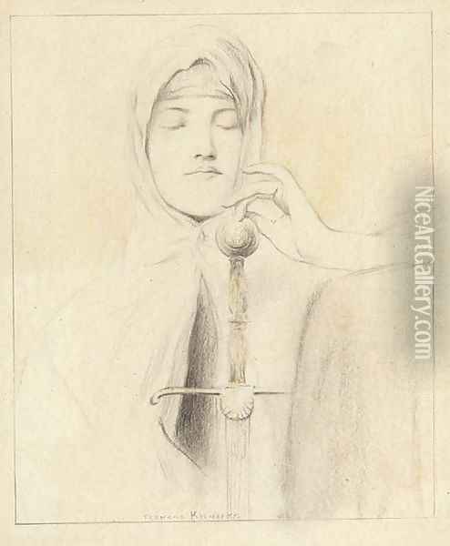 Study for 'L'idee de justice' Oil Painting - Fernand Khnopff