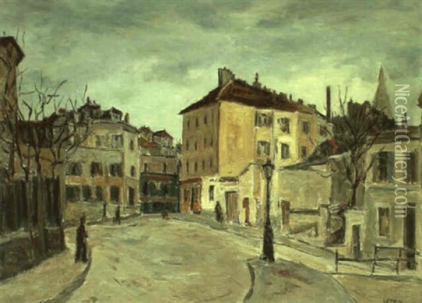 Place Jean-baptiste Clement A Monmartre Oil Painting - Marcel Francois Leprin