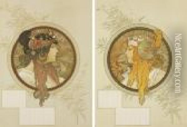 Byzantine Heads Oil Painting - Alphonse Maria Mucha
