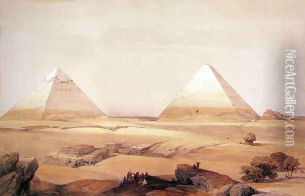 10 Pyramids of Geezeh Oil Painting - David Roberts