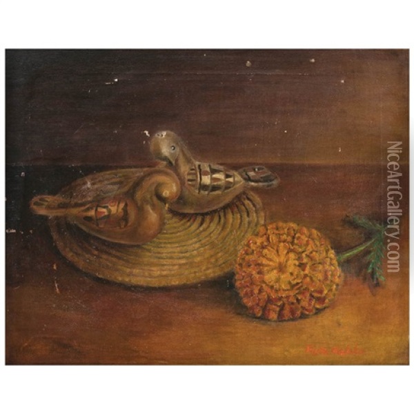 Sueno De Adios (naturaleza Muerta Con Cempasuchil), Ca. 1927 Oil Painting - Frida Kahlo
