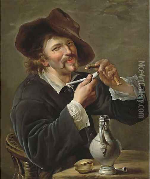 The Smoker Oil Painting - Petrus Staverenus