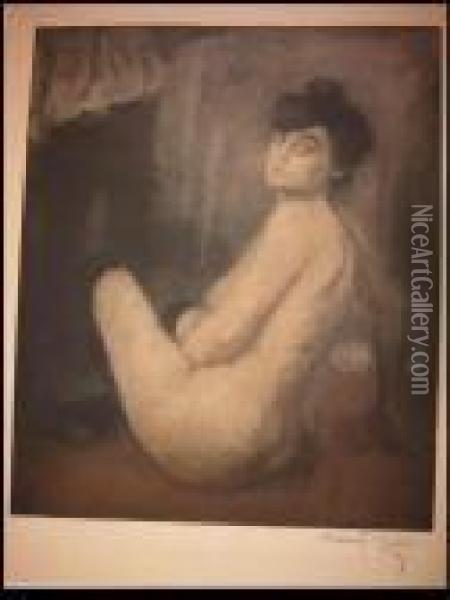 Nu Assise Se Tourne Oil Painting - Manuel Robbe