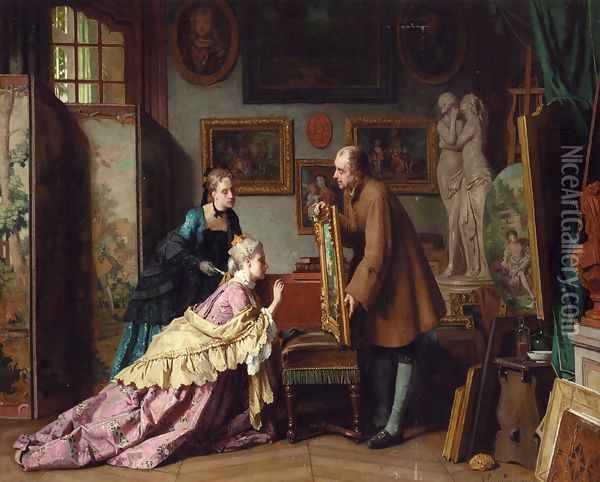 A Visit to the Studio Oil Painting - Jean Carolus