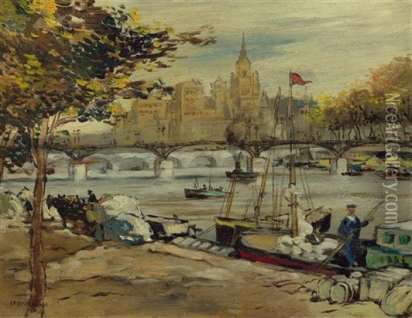 Le Pont Des Arts Depuis Les Quais, Paris Oil Painting - Jean Francois Raffaelli