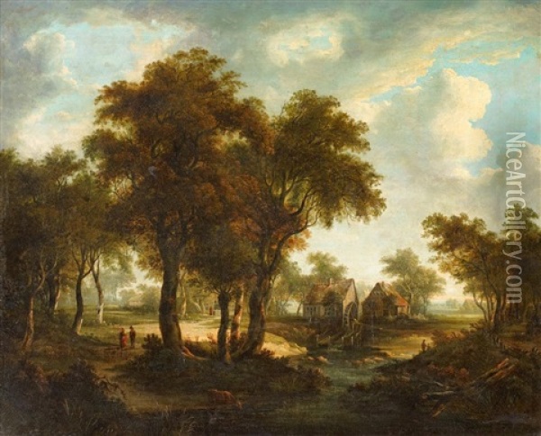 Waldlandschaft Mit Muhle Oil Painting - Meindert Hobbema