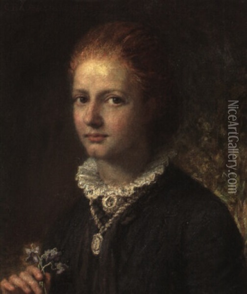 Portrat Eines Jungen Madchens Mit Roten Haaren Oil Painting - Carl Wilhelm Friedrich Bauerle