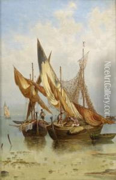 Fischervolk Von Chioggia. Oil Painting - Heinrich Von Reder