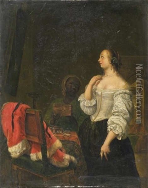 Frau Vor Dem Spiegel Oil Painting - Frans van Mieris the Elder