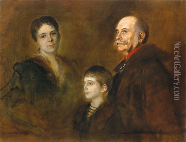 General Von Hartmann Mit Frau Und Sohn Oil Painting - Franz Seraph von Lenbach