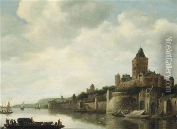 A View Of The Valkenhof, Nijmegen Oil Painting - Frans de Hulst