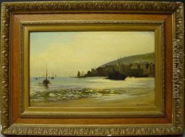 Boote Im Hafen Von Newly - Grafschaft Cornwall Oil Painting - Henry Martin
