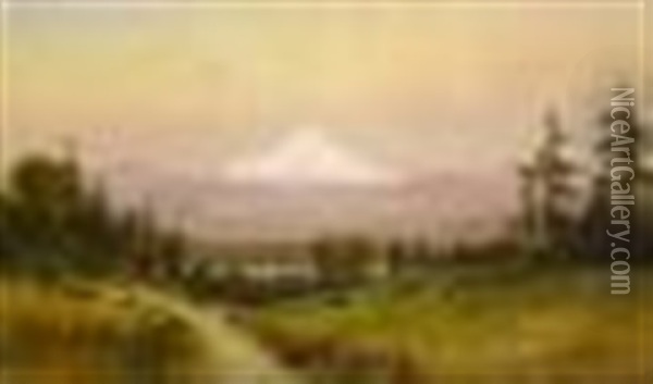 Mount Hood At Sunset Oil Painting - Cleveland Rockwell