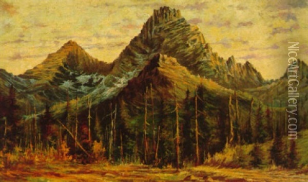 Horseback Trail To Iceberg Lake Oil Painting - Frank G. Meinhart