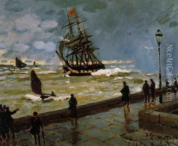 The Jetty at Le Havre in Rough Westher Oil Painting - Claude Oscar Monet