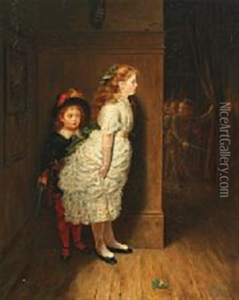 Interior With Playing Children Oil Painting - Francis Wilfred Lawson