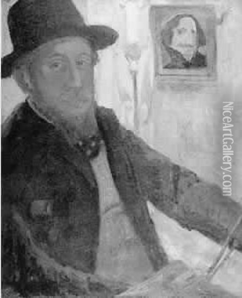 Autoportrait A Velasquez (n.d.) Oil Painting - Rene Pirola
