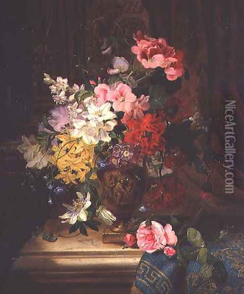 A Still Life of Flowers Oil Painting - William John Wainwright
