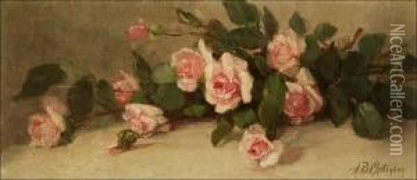 Still Life Of Pink Roses Oil Painting - Alice Brown Chittenden