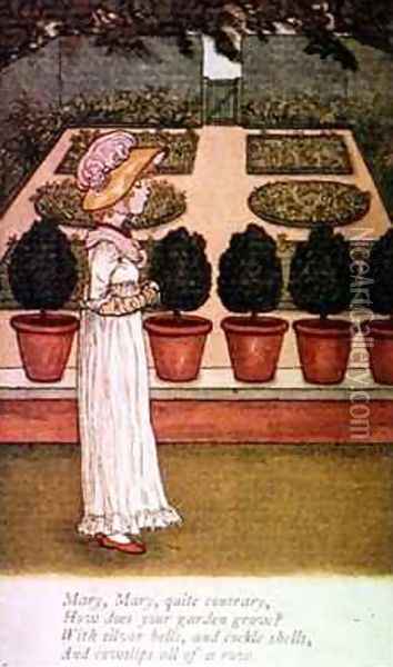 April Babys Book of Tunes Mary Mary Quite Contrary Oil Painting - Kate Greenaway