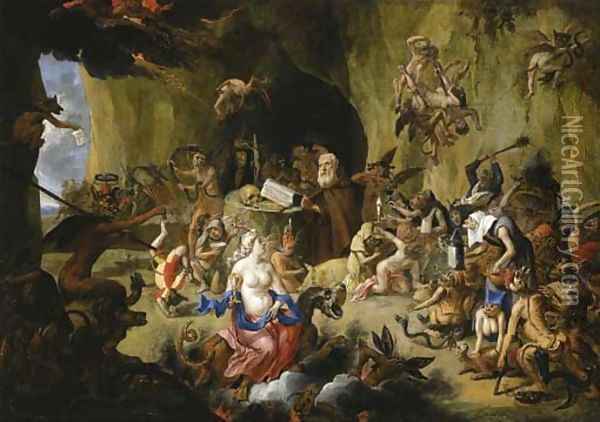 The Temptation of Saint Anthony Oil Painting - Matheus van Helmont