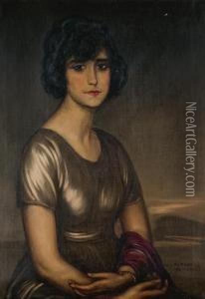 Retrato De Dama Joven (portrait Of A Young Lady) Oil Painting - Julio Romero De Torres