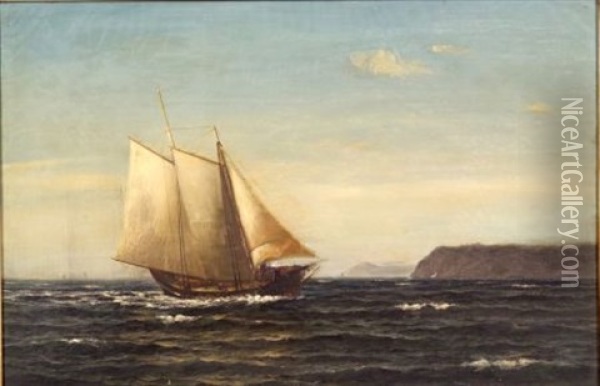 Schooner Sailing Before A Rocky Coast Oil Painting - William Edward Norton