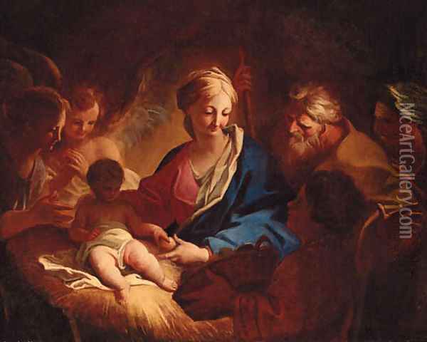 The Adoration of the Shepherds Oil Painting - Andrea Pozzo