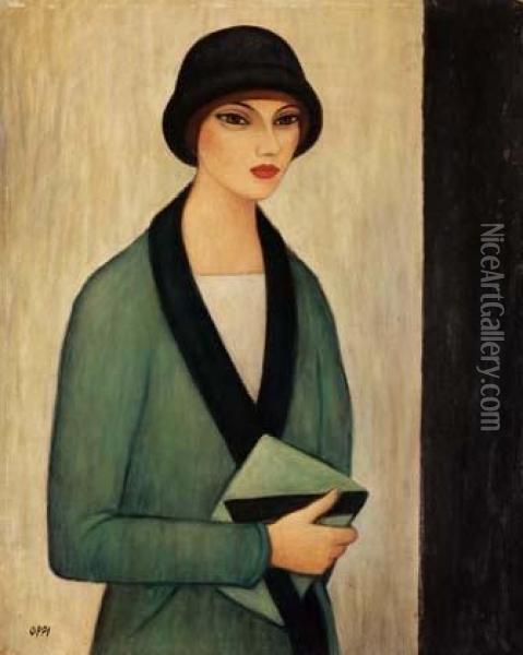 Donna Con Borsetta, 1912/14 Oil Painting - Ubaldo Oppi