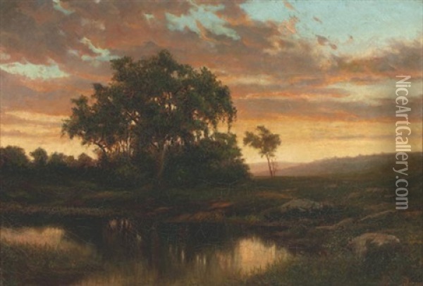 Early Evening Landscape Oil Painting - Arthur Parton