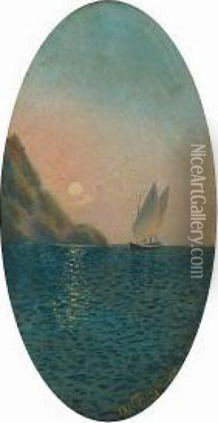 Sailing At Sunset Oil Painting - Emilios Prosalentis