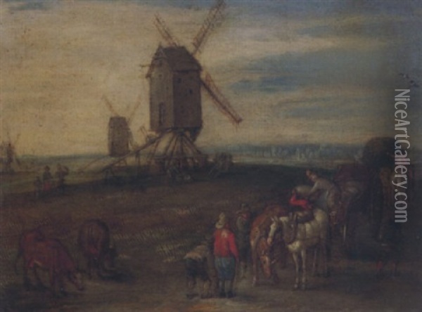 Bauern Bei Der Windmuhle Oil Painting - Jan Brueghel the Elder